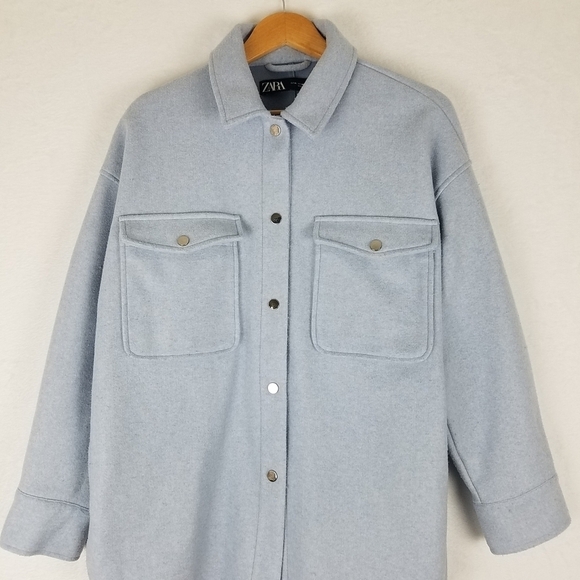 Zara Soft Overshirt Baby Blue Size XL - Picture 5 of 11